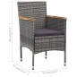 vidaXL Juego de comedor de jardín 11 piezas ratán sintético gris