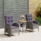 vidaXL Juego de comedor para jardín 3 piezas ratán sintético gris vidaXL Juego de comedor para jardín 3 piezas ratán sintético gris