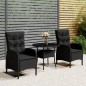 vidaXL Juego de comedor para jardín 3 piezas ratán sintético negro vidaXL Juego de comedor para jardín 3 piezas ratán sintético negro