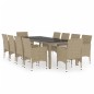vidaXL Juego de comedor de jardín de 11 piezas ratán sintético beige