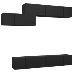 vidaXL Set de muebles de salón TV 7 piezas madera de ingeniería negro