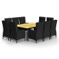 vidaXL Set de comedor de jardín 11 piezas ratán sintético negro vidaXL Set de comedor de jardín 11 piezas ratán sintético negro