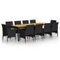 vidaXL Juego de comedor de jardín 11 piezas ratán sintético negro vidaXL Juego de comedor de jardín 11 piezas ratán sintético negro