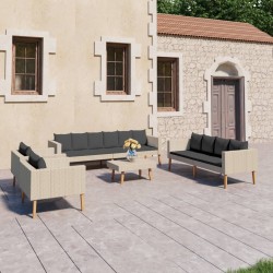vidaXL Set de muebles de jardín 5 pzas y cojines ratán sintético beige