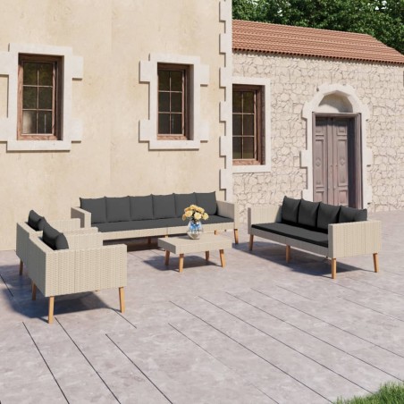 vidaXL Set de muebles de jardín 5 pzas y cojines ratán sintético beige