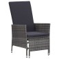 vidaXL Set de muebles de jardín 3 pzas y cojines ratán sintético gris
