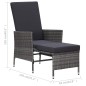 vidaXL Set de muebles de jardín 3 pzas y cojines ratán sintético gris