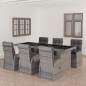 vidaXL Set de comedor de jardín 7 pzas y cojines ratán sintético gris vidaXL Set de comedor de jardín 7 pzas y cojines ratán sintético gris