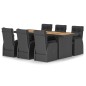 vidaXL Set comedor de jardín 7 piezas y cojines ratán sintético negro vidaXL Set comedor de jardín 7 piezas y cojines ratán sintético negro