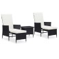 vidaXL Set de muebles de jardín 3 pzas y cojines ratán sintético negro vidaXL Set de muebles de jardín 3 pzas y cojines ratán sintético negro
