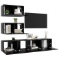 vidaXL Set de muebles de salón TV 4 piezas madera de ingeniería negro