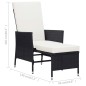 vidaXL Set de muebles de jardín 3 pzas y cojines ratán sintético negro vidaXL Set de muebles de jardín 3 pzas y cojines ratán sintético negro