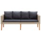 vidaXL Set de muebles de jardín 3 pzas y cojines ratán sintético beige vidaXL Set de muebles de jardín 3 pzas y cojines ratán sintético beige