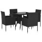 vidaXL Juego de comedor para jardín 5 piezas ratán sintético negro vidaXL Juego de comedor para jardín 5 piezas ratán sintético negro