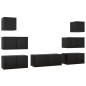 vidaXL Set de muebles de salón TV 7 piezas madera ingeniería negro