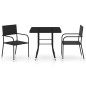 vidaXL Juego de comedor para jardín 3 piezas ratán sintético negro vidaXL Juego de comedor para jardín 3 piezas ratán sintético negro