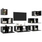 vidaXL Set de muebles de salón TV 7 piezas madera ingeniería negro