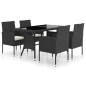 vidaXL Juego de comedor para jardín 5 piezas ratán sintético negro vidaXL Juego de comedor para jardín 5 piezas ratán sintético negro