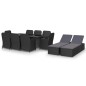 vidaXL Juego de comedor para jardín 11 piezas ratán sintético negro