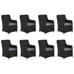 vidaXL Juego de comedor para jardín 11 piezas ratán sintético negro