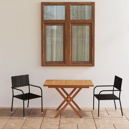 vidaXL Set comedor jardín 3 pzas ratán sintético madera acacia negro