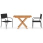 vidaXL Set comedor jardín 3 pzas ratán sintético madera acacia negro
