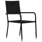 vidaXL Set comedor jardín 3 pzas ratán sintético madera acacia negro
