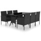 vidaXL Juego de comedor para jardín 7 piezas ratán sintético negro vidaXL Juego de comedor para jardín 7 piezas ratán sintético negro