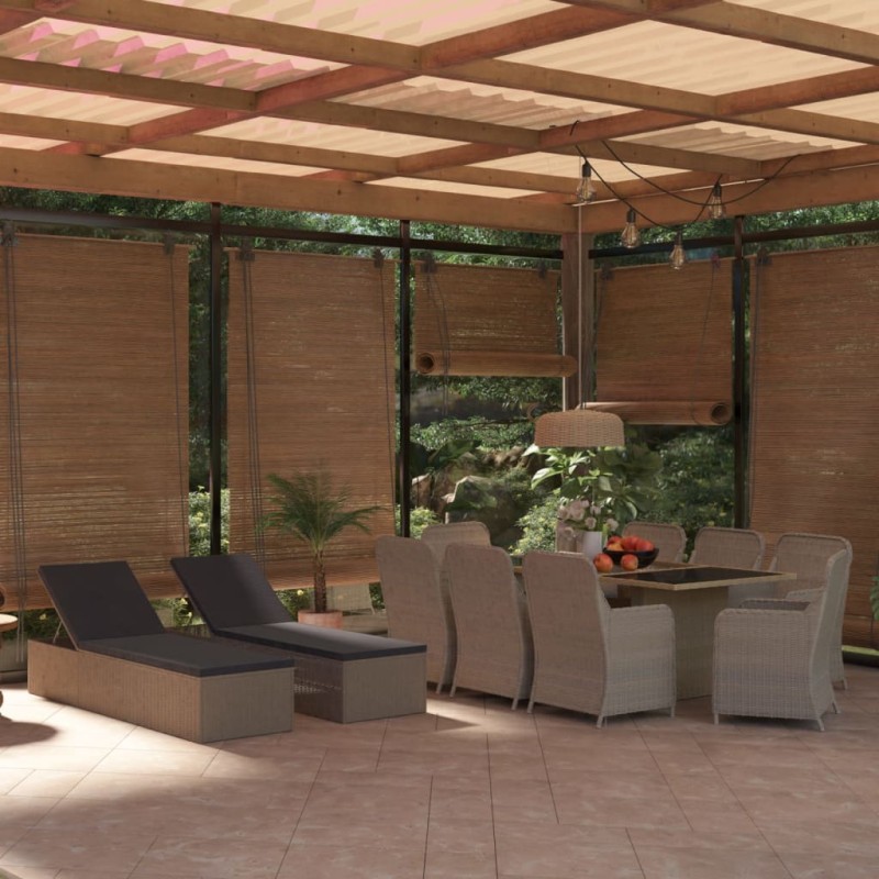 vidaXL Juego de comedor para jardín 11 piezas ratán sintético marrón vidaXL Juego de comedor para jardín 11 piezas ratán sintético marrón