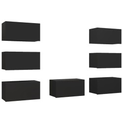 vidaXL Muebles de salón 7 uds madera ingeniería negro 30,5x30x60 cm