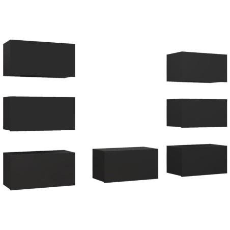 vidaXL Muebles de salón 7 uds madera ingeniería negro 30,5x30x60 cm
