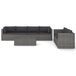 vidaXL Set de sofás de jardín 8 piezas y cojines ratán sintético gris