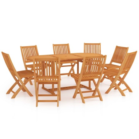 vidaXL Conjunto de comedor de jardín 9 piezas madera maciza de teca