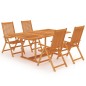 vidaXL Conjunto de comedor de jardín 5 piezas madera maciza de teca vidaXL Conjunto de comedor de jardín 5 piezas madera maciza de teca
