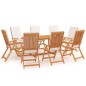 vidaXL Comedor de jardín 9 piezas con cojines madera maciza de teca