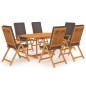 vidaXL Set de comedor para jardín 7 piezas teca maciza y cojines gris vidaXL Set de comedor para jardín 7 piezas teca maciza y cojines gris