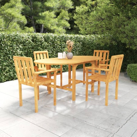 vidaXL Conjunto de comedor de jardín 5 piezas madera maciza de teca