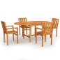 vidaXL Conjunto de comedor de jardín 5 piezas madera maciza de teca vidaXL Conjunto de comedor de jardín 5 piezas madera maciza de teca