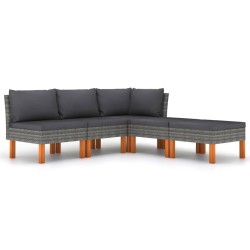 vidaXL Set de muebles de jardín 6 pzas y cojines ratán sintético gris