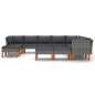vidaXL Set de muebles de jardín 12 pzas y cojines ratán sintético gris