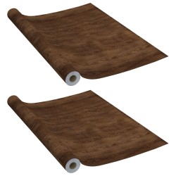 vidaXL Láminas autoadhesivas muebles 2 uds PVC roble oscuro 500x90 cm