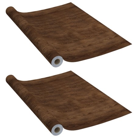 vidaXL Láminas autoadhesivas muebles 2 uds PVC roble oscuro 500x90 cm