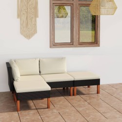 vidaXL Set de muebles de jardín 6 pzas y cojines ratán sintético negro