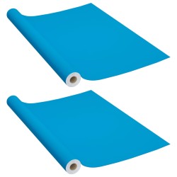 vidaXL Láminas autoadhesivas muebles 2 uds PVC azul celeste 500x90 cm