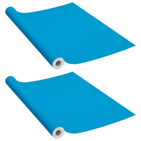 vidaXL Láminas autoadhesivas muebles 2 uds PVC azul celeste 500x90 cm