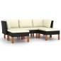 vidaXL Set de muebles de jardín 5 pzas y cojines ratán sintético negro