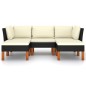 vidaXL Set de muebles de jardín 5 pzas y cojines ratán sintético negro
