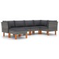 vidaXL Set de muebles de jardín 6 pzas y cojines ratán sintético gris vidaXL Set de muebles de jardín 6 pzas y cojines ratán sintético gris