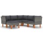 vidaXL Set de muebles de jardín 6 pzas y cojines ratán sintético gris vidaXL Set de muebles de jardín 6 pzas y cojines ratán sintético gris