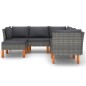 vidaXL Set de muebles de jardín 6 pzas y cojines ratán sintético gris vidaXL Set de muebles de jardín 6 pzas y cojines ratán sintético gris